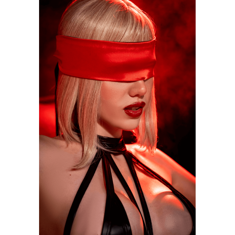 Accessoire coquin en satin réversible noir rouge