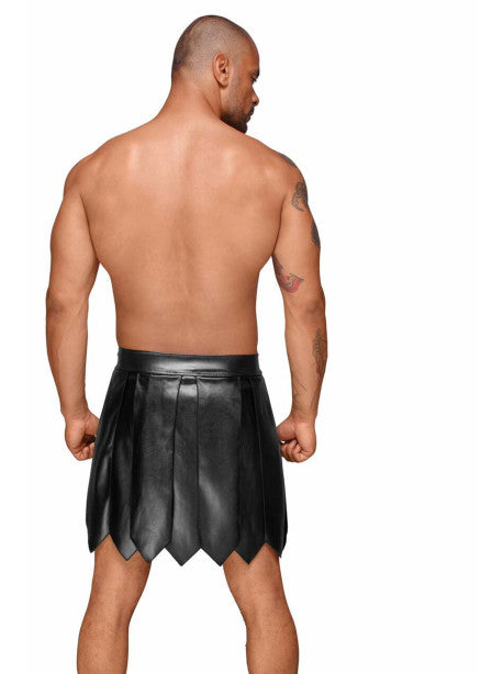 H053 Jupe gladiateur pour homme en cuir écologique avec plis en PVC