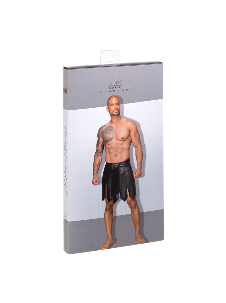 H053 Jupe gladiateur pour homme en cuir écologique avec plis en PVC