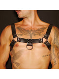 Harnais buste en cuir noir homme en H