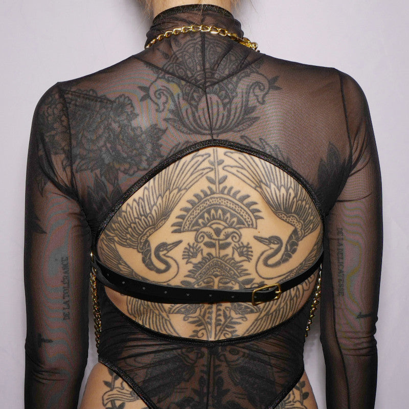 Harnais de poitrine triangle et chaines Gold