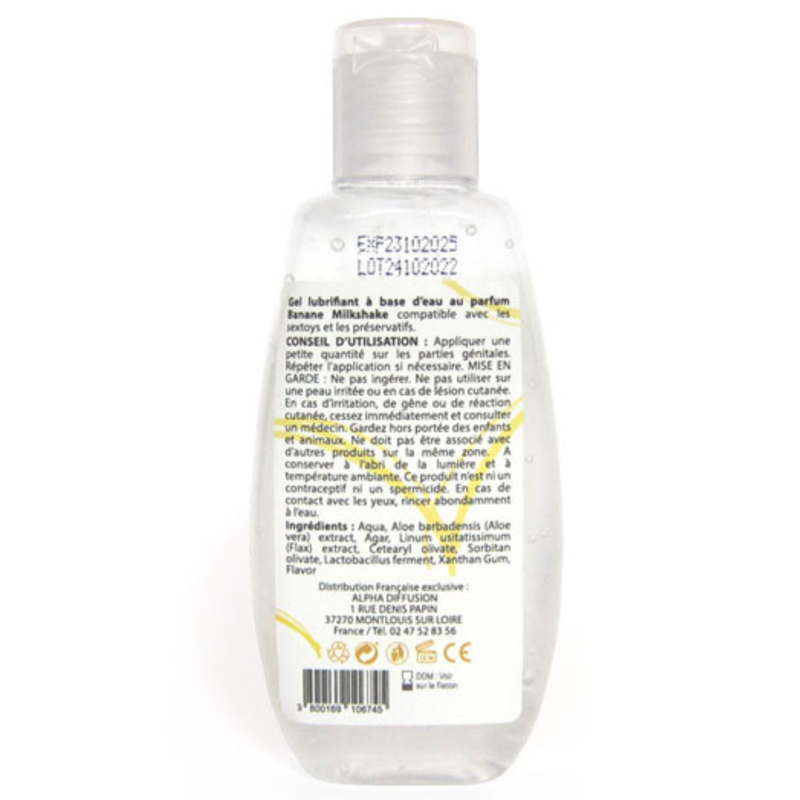Lubrifiant à base d'eau 100% naturel Banane Milkshake 90 ml