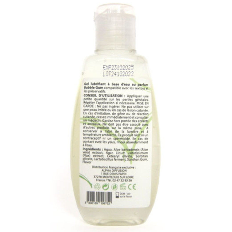 Lubrifiant à base d'eau 100% naturel Bubble Gum 90 ml