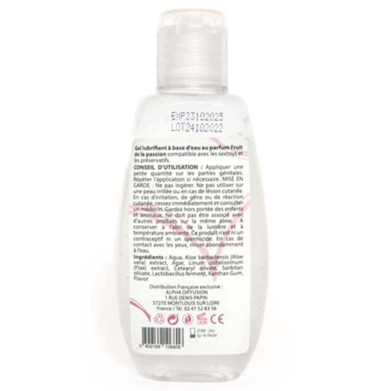Lubrifiant à base d'eau 100% naturel Fruit de la passion 90ml