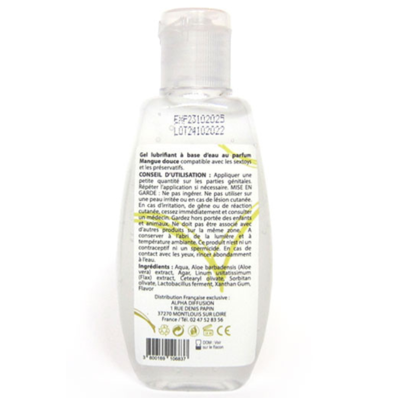 Lubrifiant à base d'eau 100% naturel Mangue Douce 90 ml