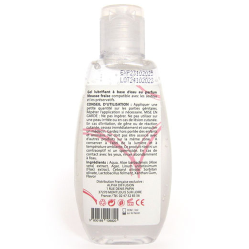 Lubrifiant à base d'eau 100% naturel Mousse fraise 90 ml