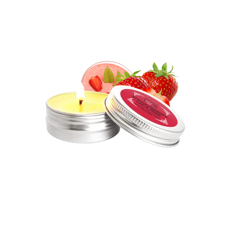 Mini Bougie de massage mousse de fraise 30ml 100% naturelle
